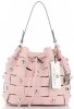 Vittoria Gotti Modna Torebka Skórzana Unikatowy Shopper Made in Italy Pudrowy Róż